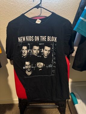 New Kids On The Block Black Graphic Tee - Band Logo Shirt